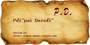 Pápai Dezső névjegykártya
